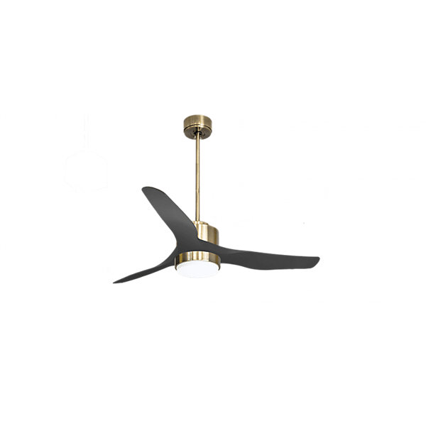 Modulo Regular Exterior - un ventilateur pour extérieur IP44, DC 127 cm Laitonpales abs noir Lumière dimmable 20 à 30 m²
