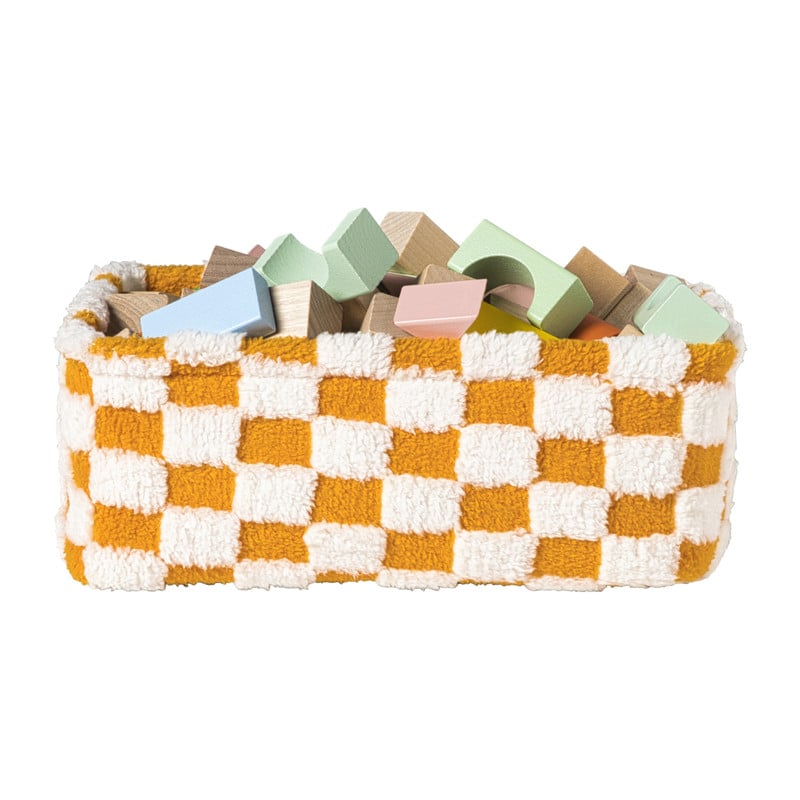 Mand checks klein - oranje/wit - 11x30x20 cm