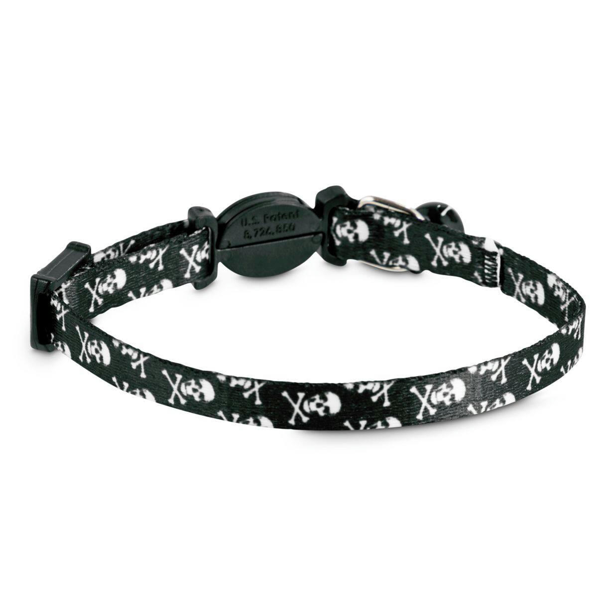Petco Skull Print Black Cat Collar with removable bell