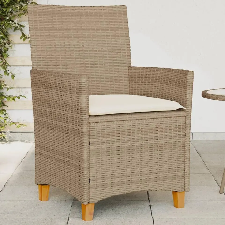 vidaXL - Tuinstoelen met kussens - Beige - Poly rattan en hout - 2 stuks