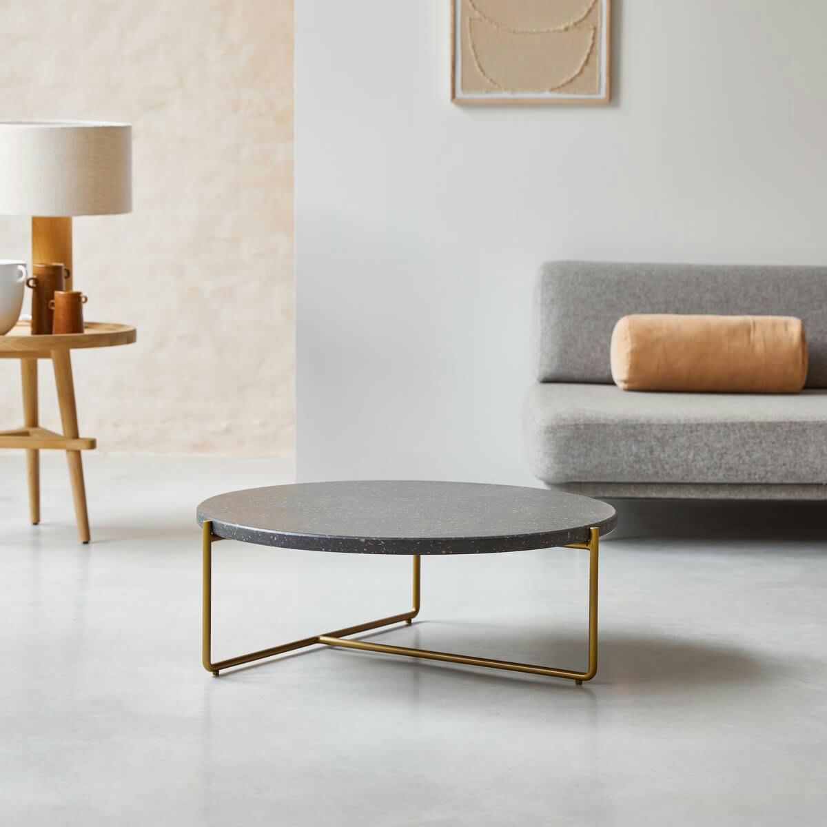 ANATOLE - Table basse en terrazzo et métal grey
