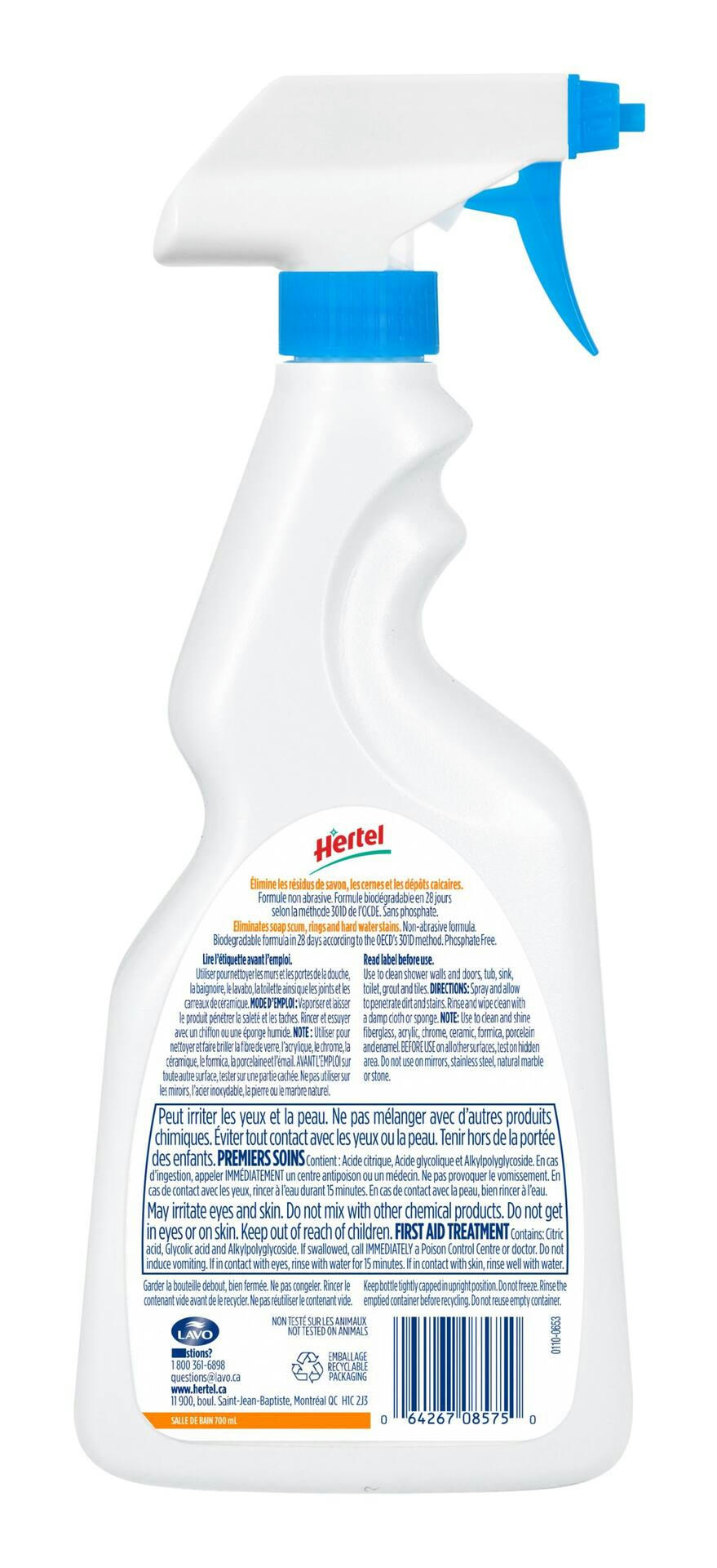 Hertel Bathroom Cleaner Spray, Biodegradeable, 700-mL