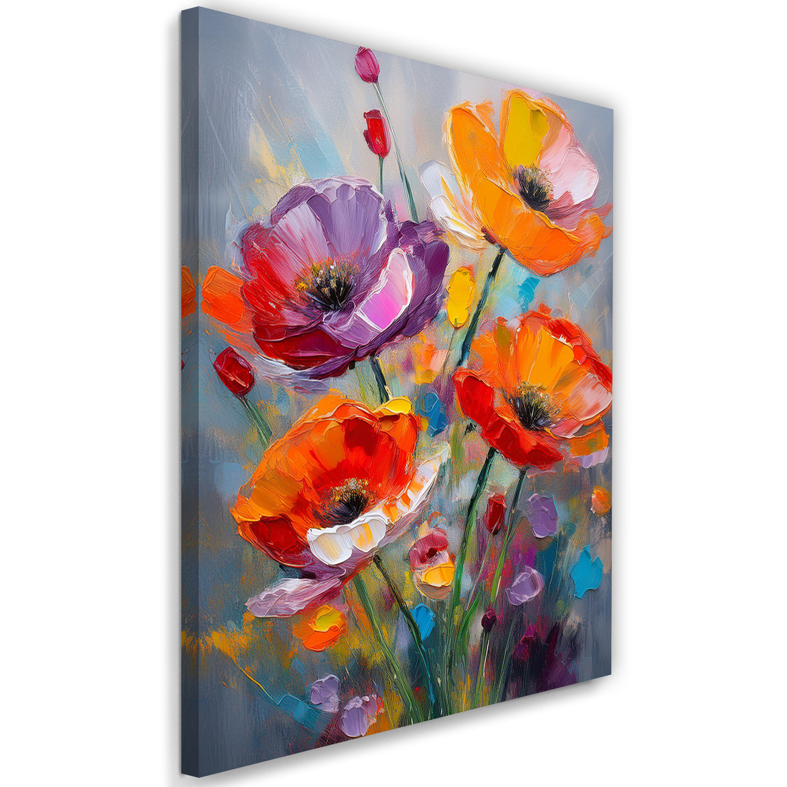Feeby Obraz na płótnie, Maki kwiaty malowane kolorowe 40x60