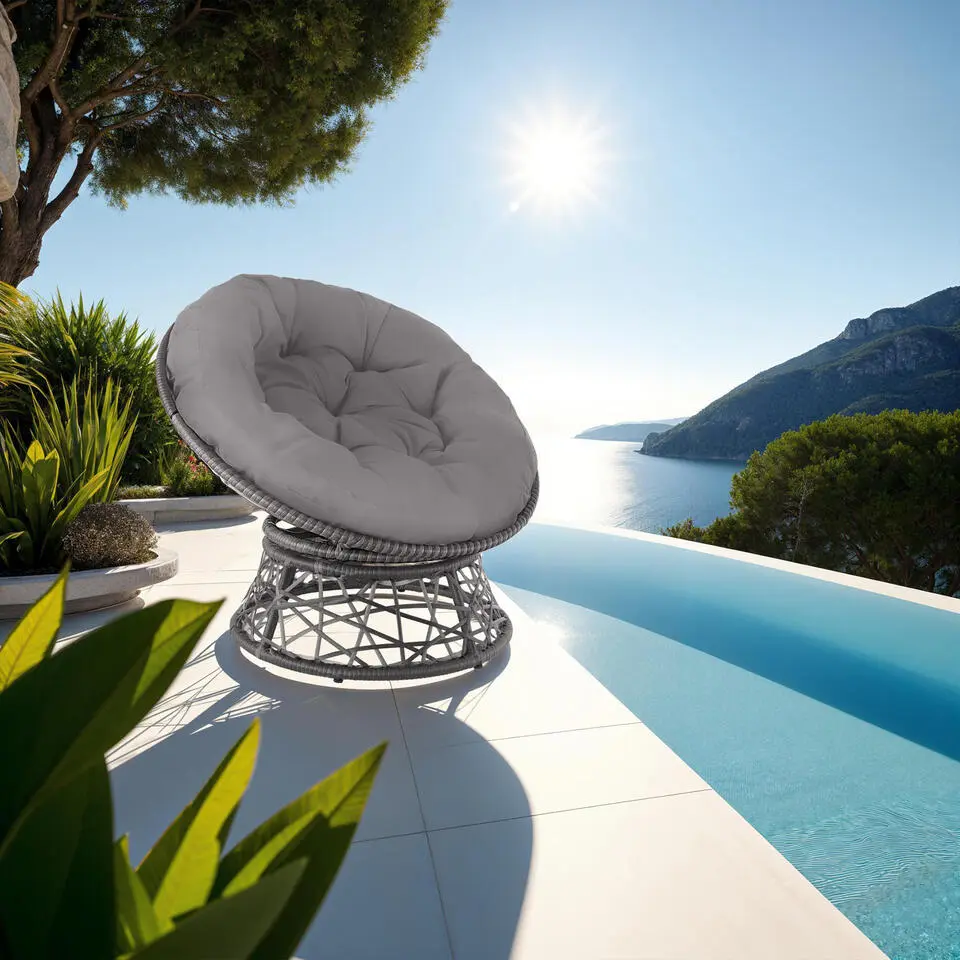 tectake Wicker fauteuil Gargano draaibaar, Grijs