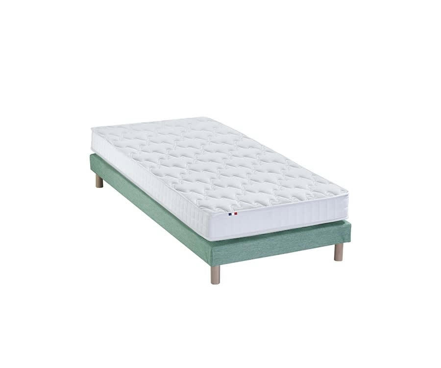 ENSEMBLE AZUR - Ensemble matelas mémoire de forme sommier vert 90x190