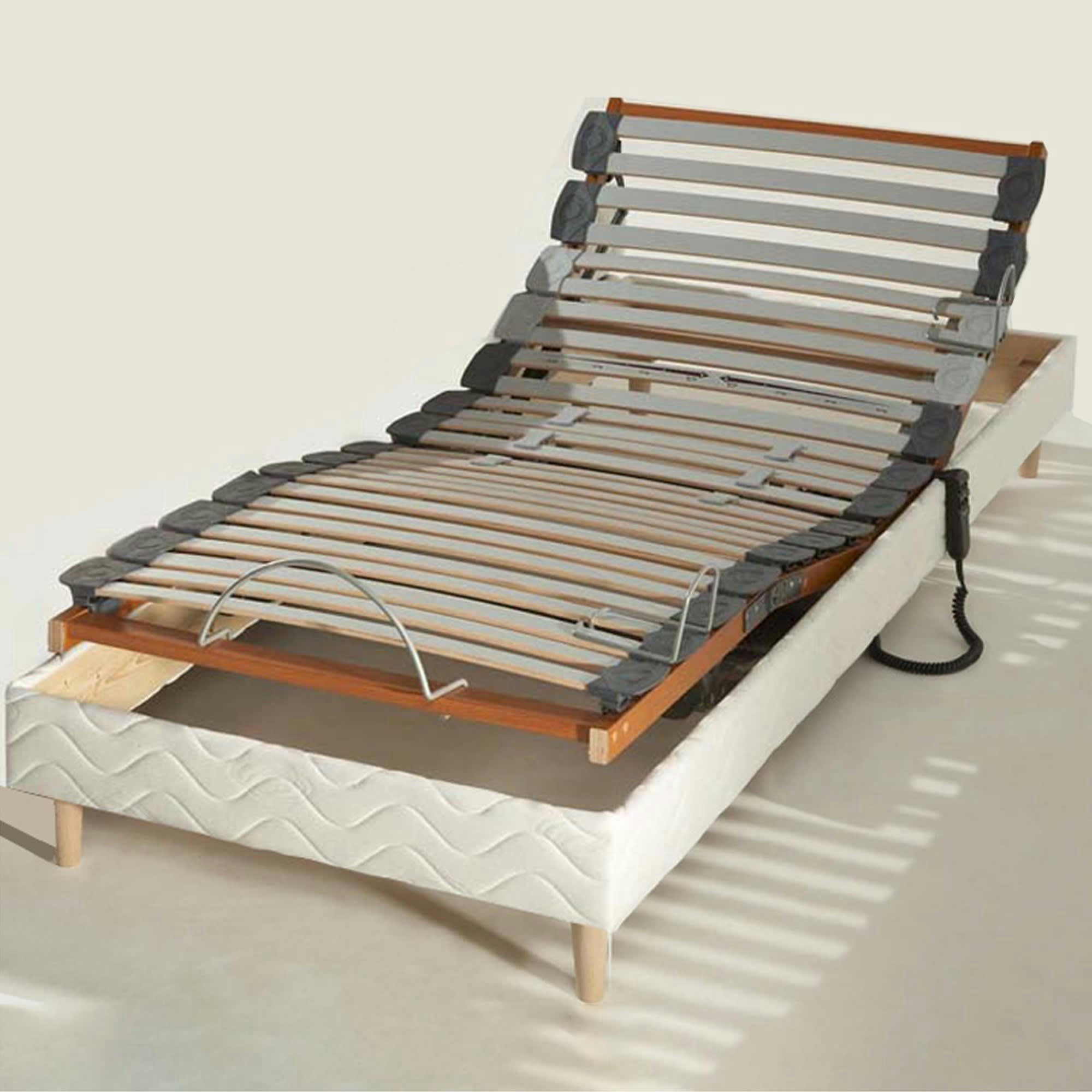 RELAX SOM BLANC - Sommier avec réglage fermeté au niveau lombaire 90x190