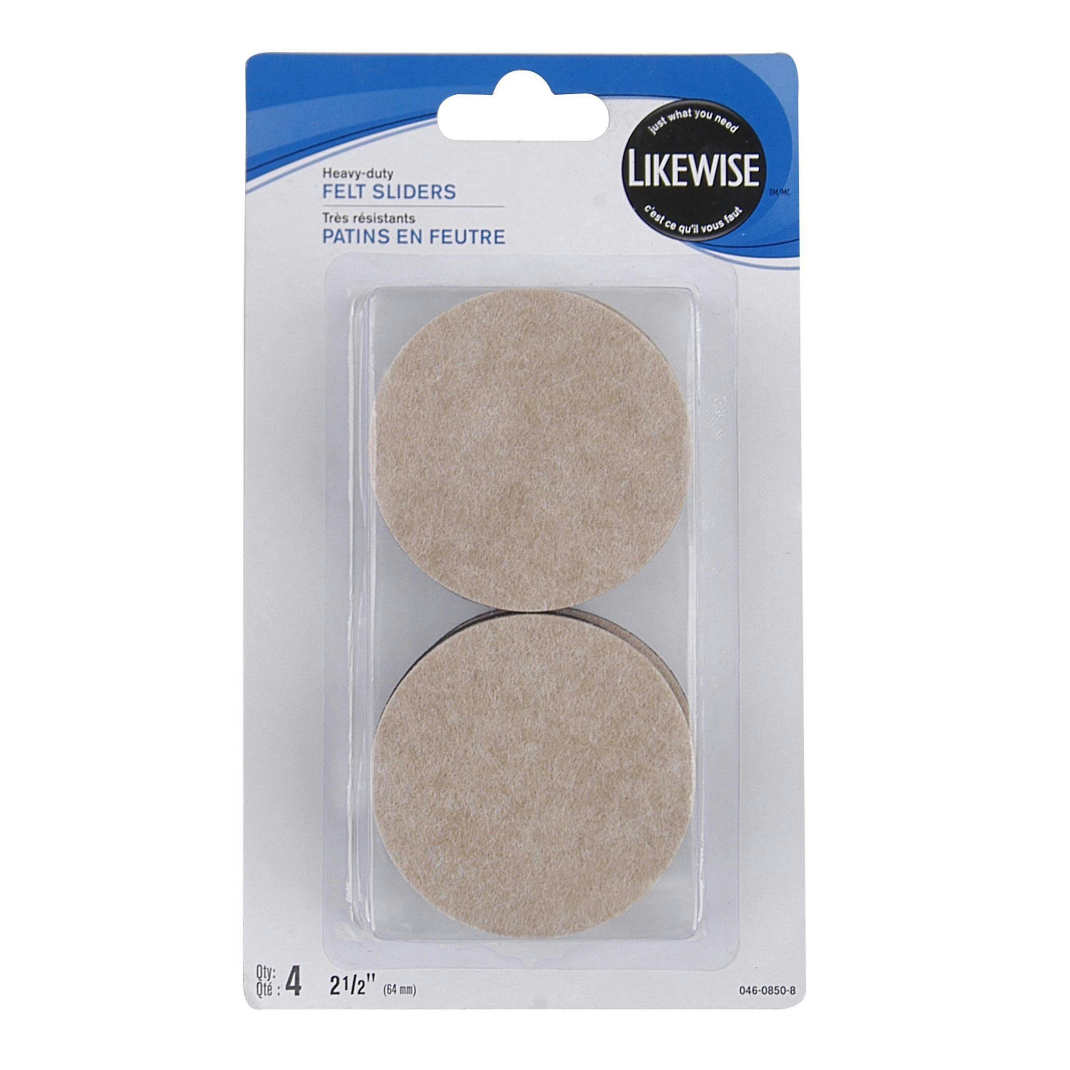 Heavy Duty Felt Sliders, For Heavy Furniture, 2-1/2-in, 4-pc