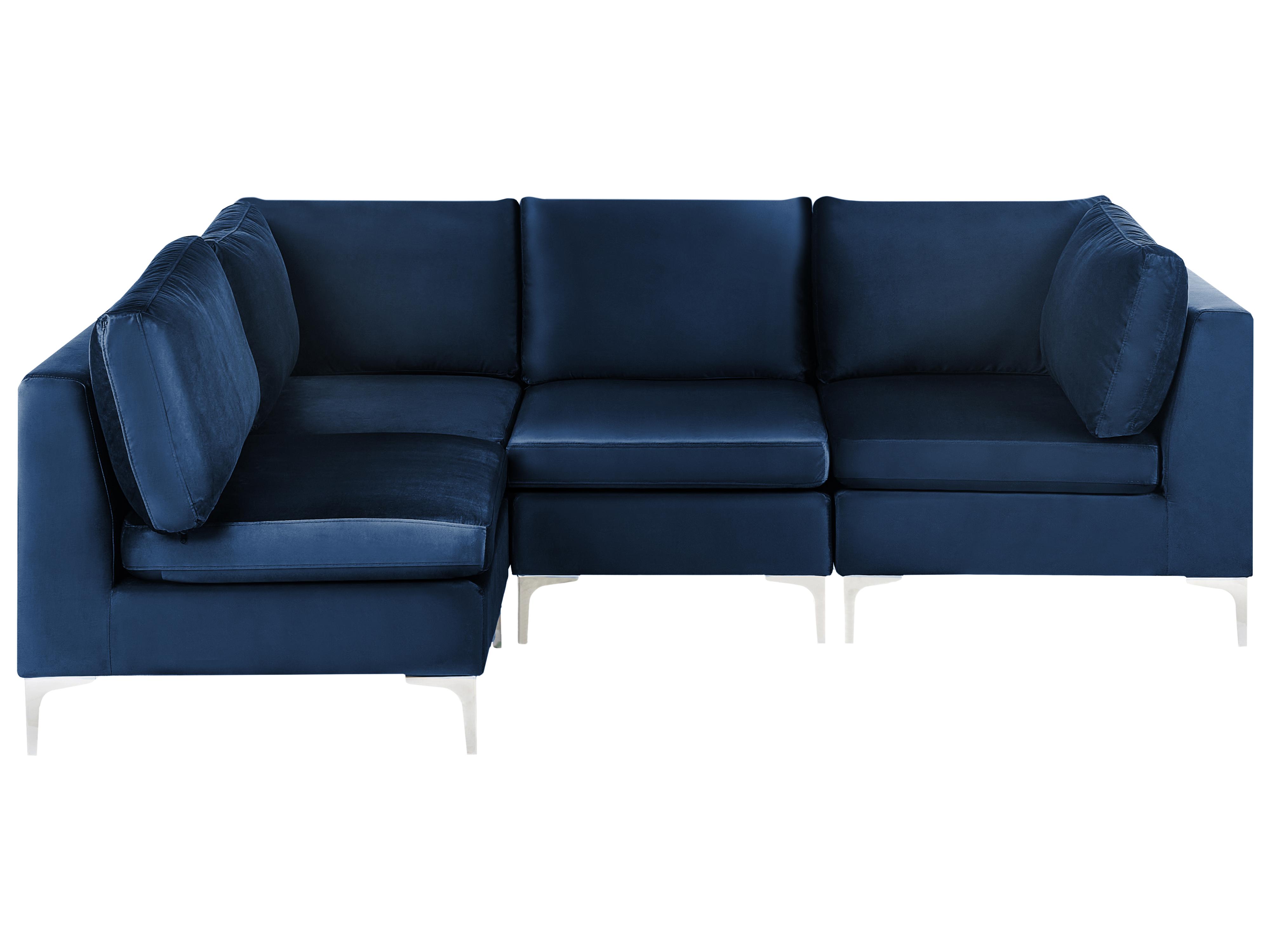 Modular Corner Sofa 4 Seater EVJA Velvet Navy Blue Right Hand