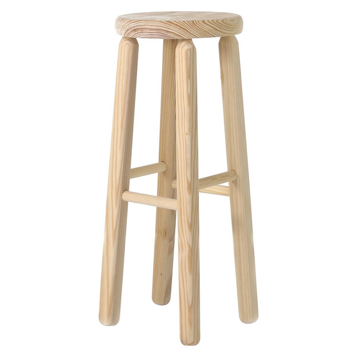 REGION - Tabouret de bar rond rustique en pin brut