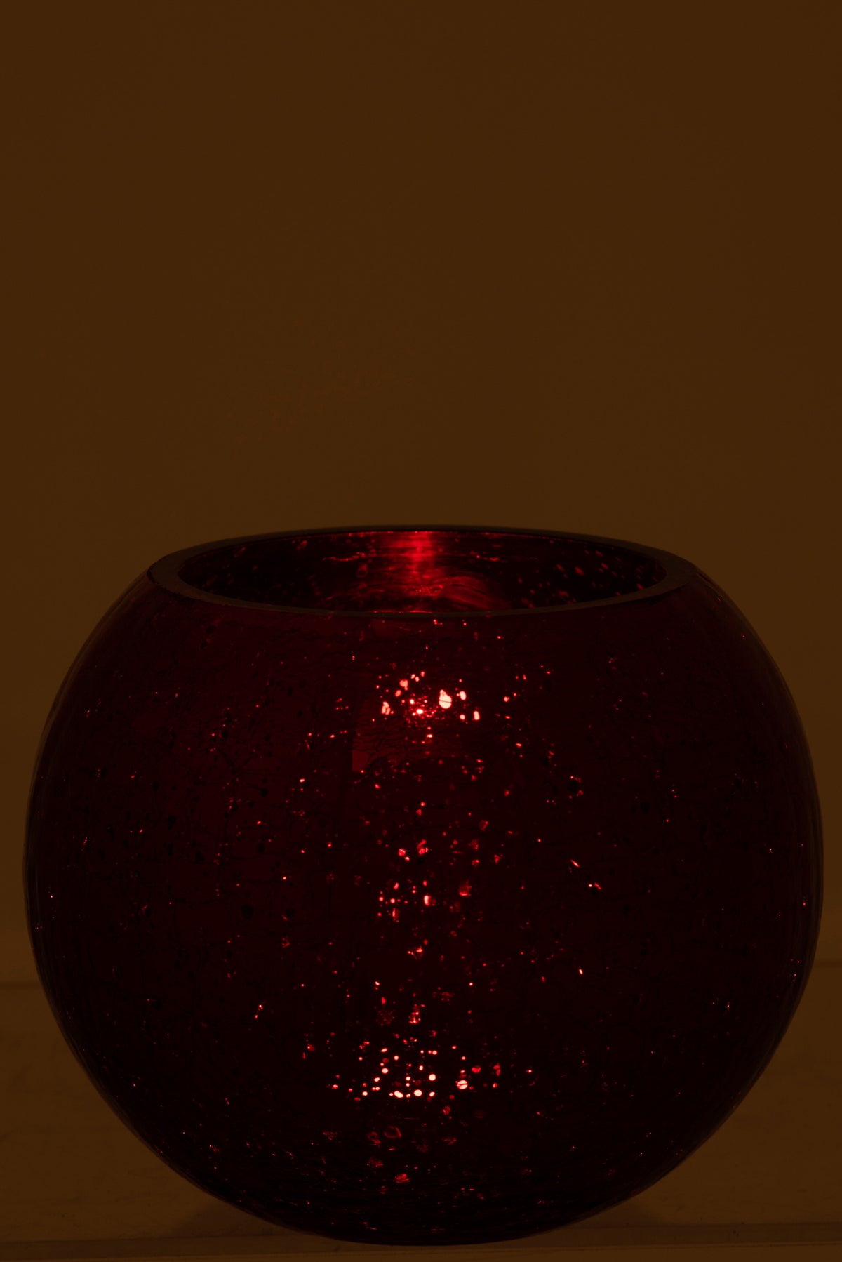 J-Line windlicht Bol Craquelé - glas - rood - large