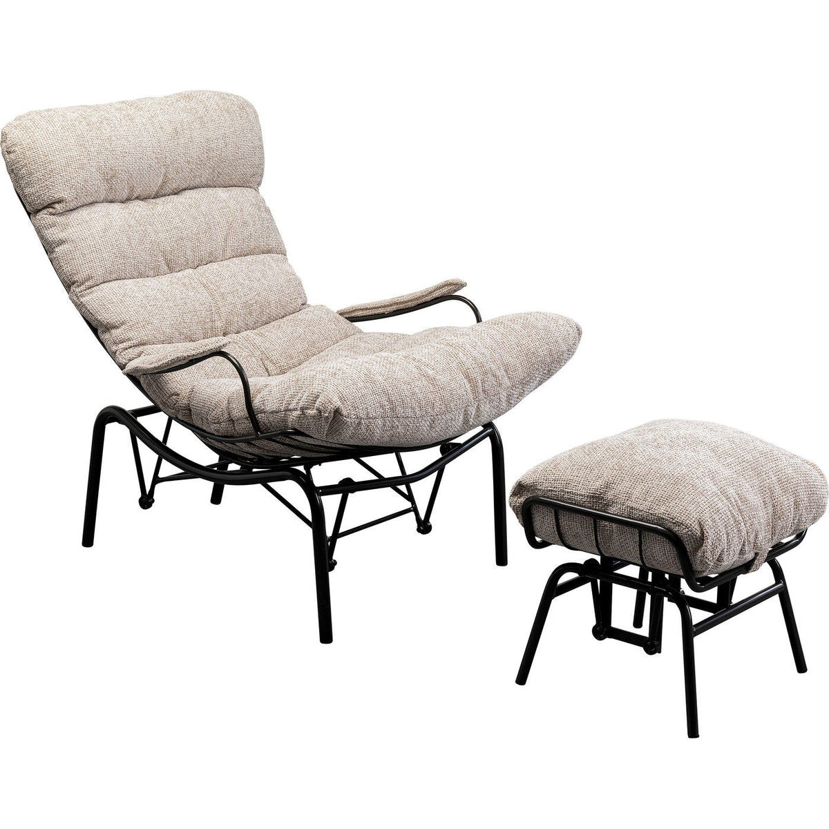 Kare Design Fauteuil en Voetensteun Vienna Swing beige