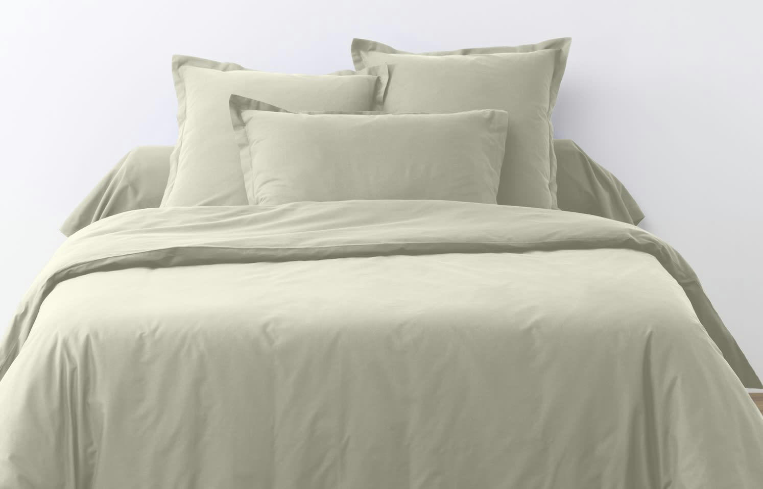 UNI BP - Parure housse de couette coton beige 200x200 cm