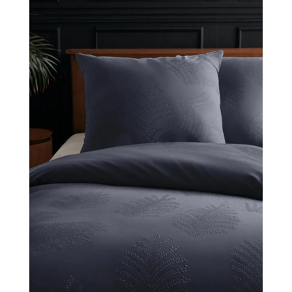 Dekbedovertrek Leaves 140x200 �?Fluweelzacht Uni Design �?Antraciet