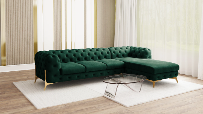 Ropez Chelsea Bis narożnik 323x200 prawy welur zielony