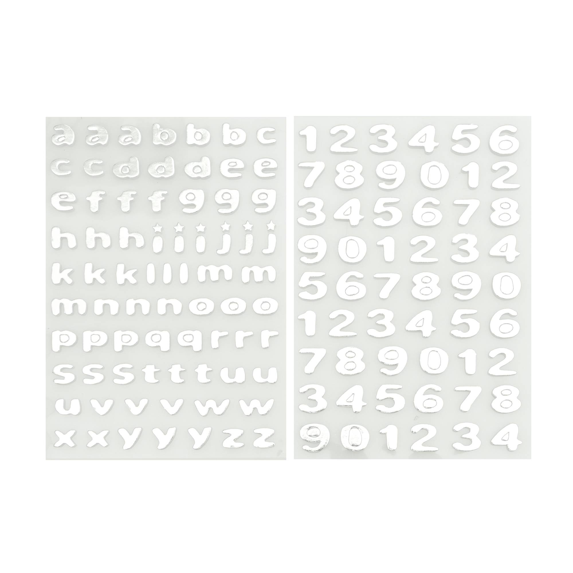 Silver Metallic Puffy Lowercase Alphabet Stickers 128 Pieces