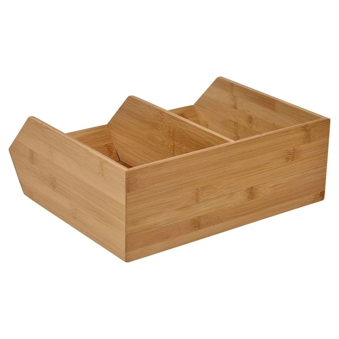 Havendro 1PCS Double Compartment Wooden Cosmetic Organiser Makeup Storage