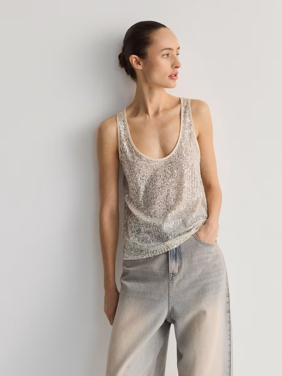Wide Leg Jeans With Acid Wash Effect