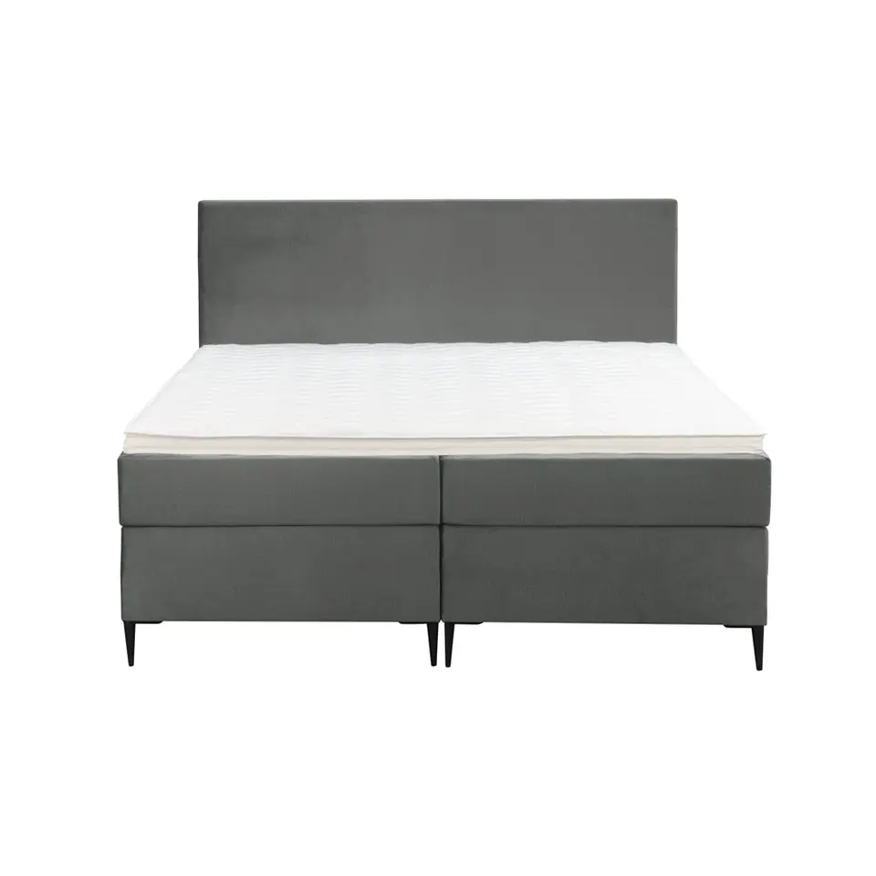 Boxspring Liv egaal - grijs - 180x200 cm - slanke poot