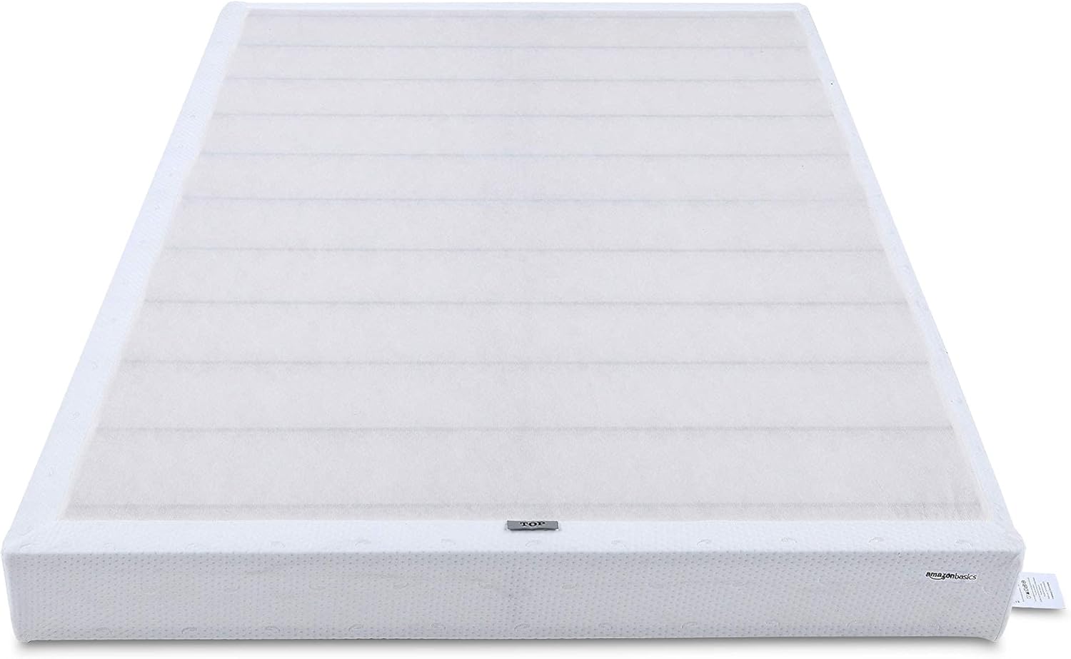 Amazon Basics Smart Box Spring Bed Base, 9-Inch Height Mattress Foundation, Tool-Free Easy Assembly, Strong Support, Queen, 79L x 59.5W x 9H, White