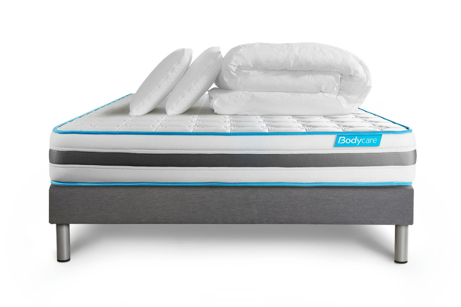 BODYFLEX - Pack matelas sommier kit 140x190 oreiller couette