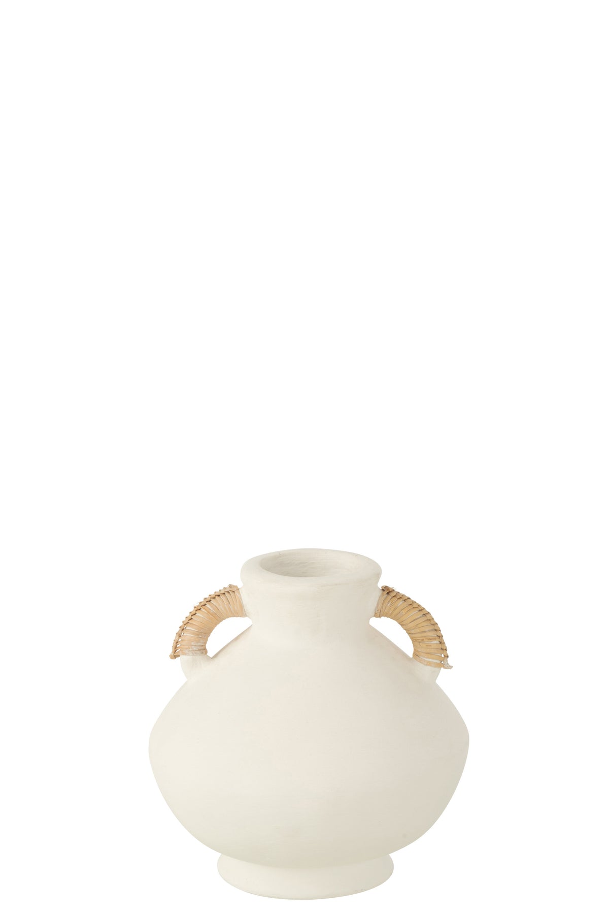 J-Line vaas Leo Terracotta - cement - wit/naturel - 30 cm hoog