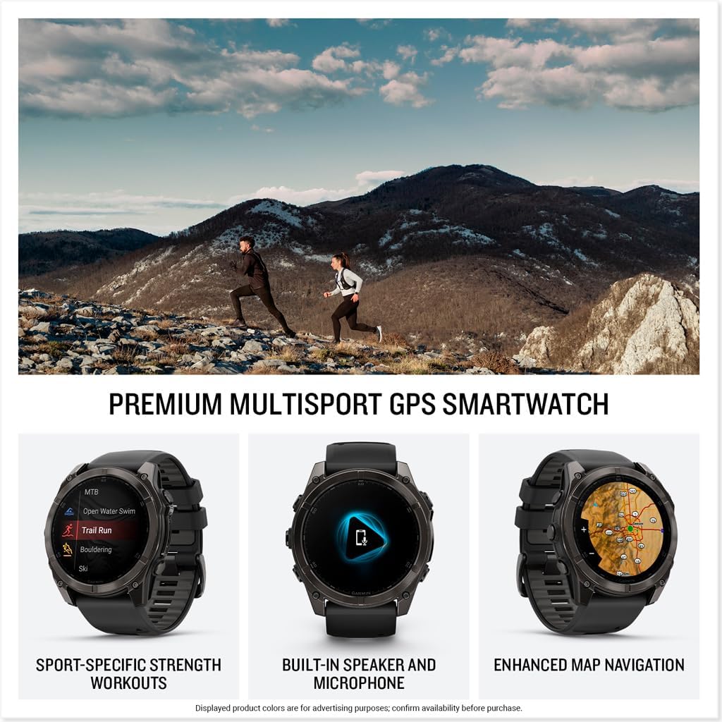 Garmin fēnix® 8 – 51 mm  AMOLED  Sapphire  Premium Multisport GPS Smartwatch  Long-Lasting Battery Life  Dive-Rated  Built-in LED Flashlight  Carbon Gray DLC Titanium with Pebble Gray Band