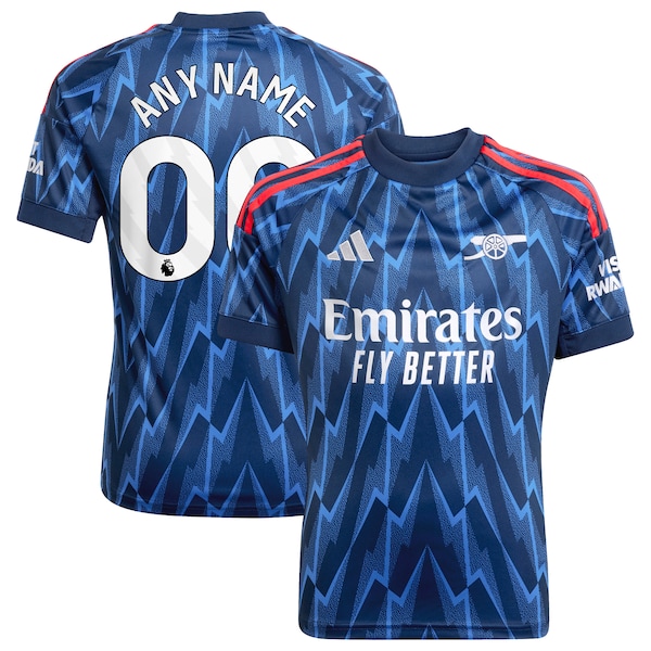 Arsenal adidas Youth 2025/26 Away Replica Custom Jersey - Blue/Red
