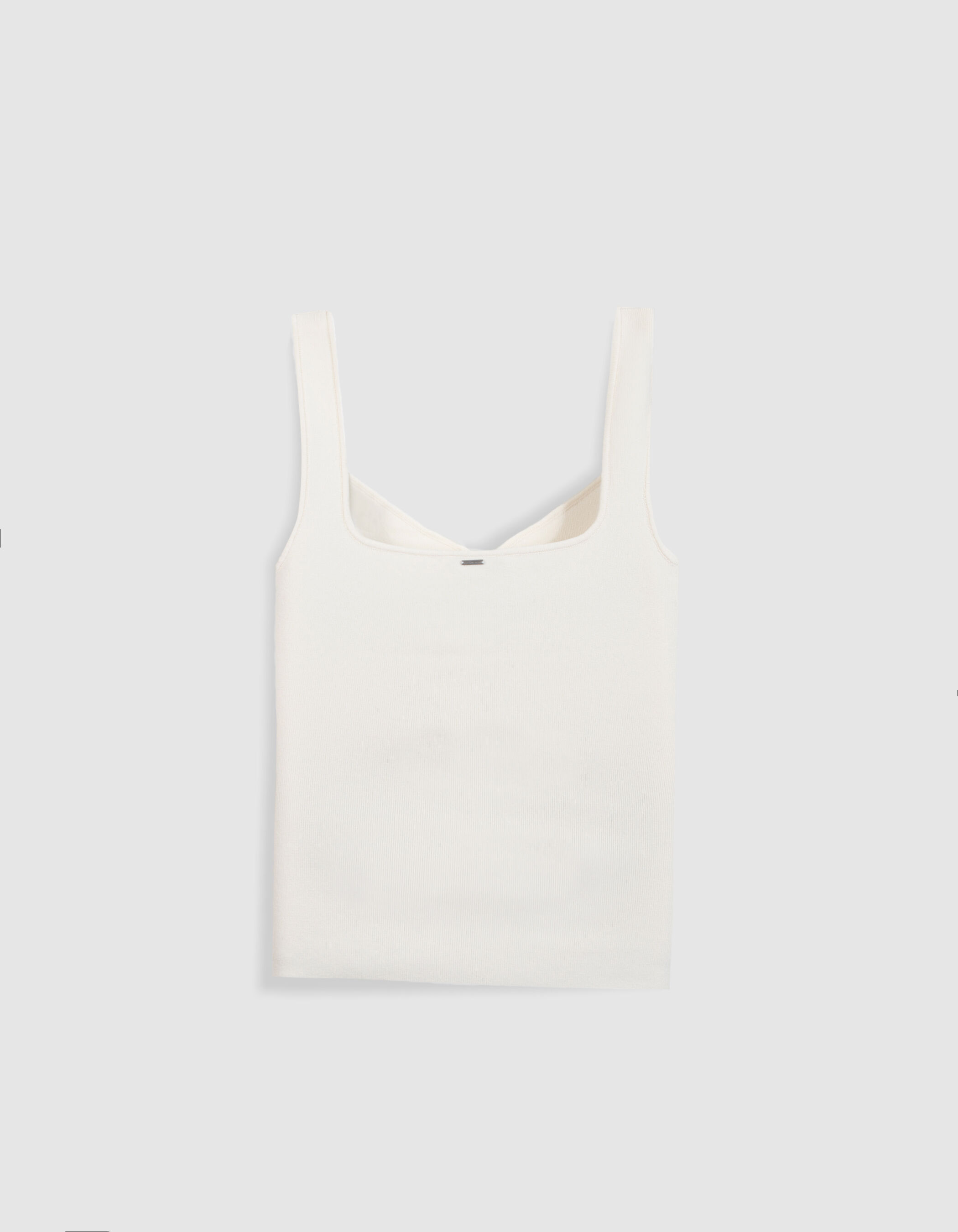 Pull sans manches écru tricot fin près du corps Femme