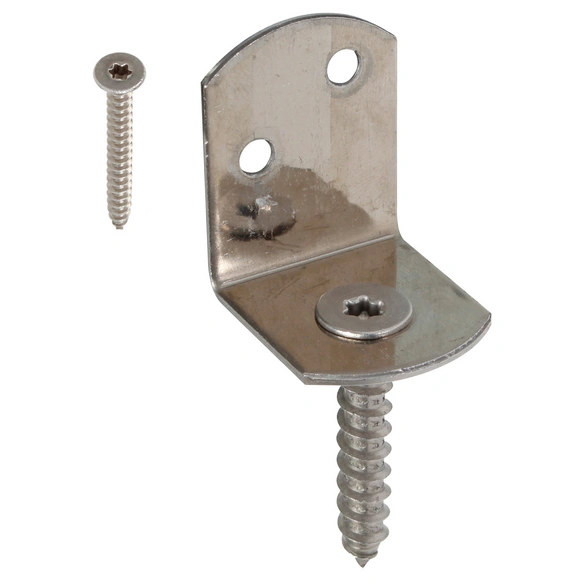 Flechtzaunhalter, L-Form, 4 Stück, inkl. 8 Schrauben, Edelstahl silberfarben