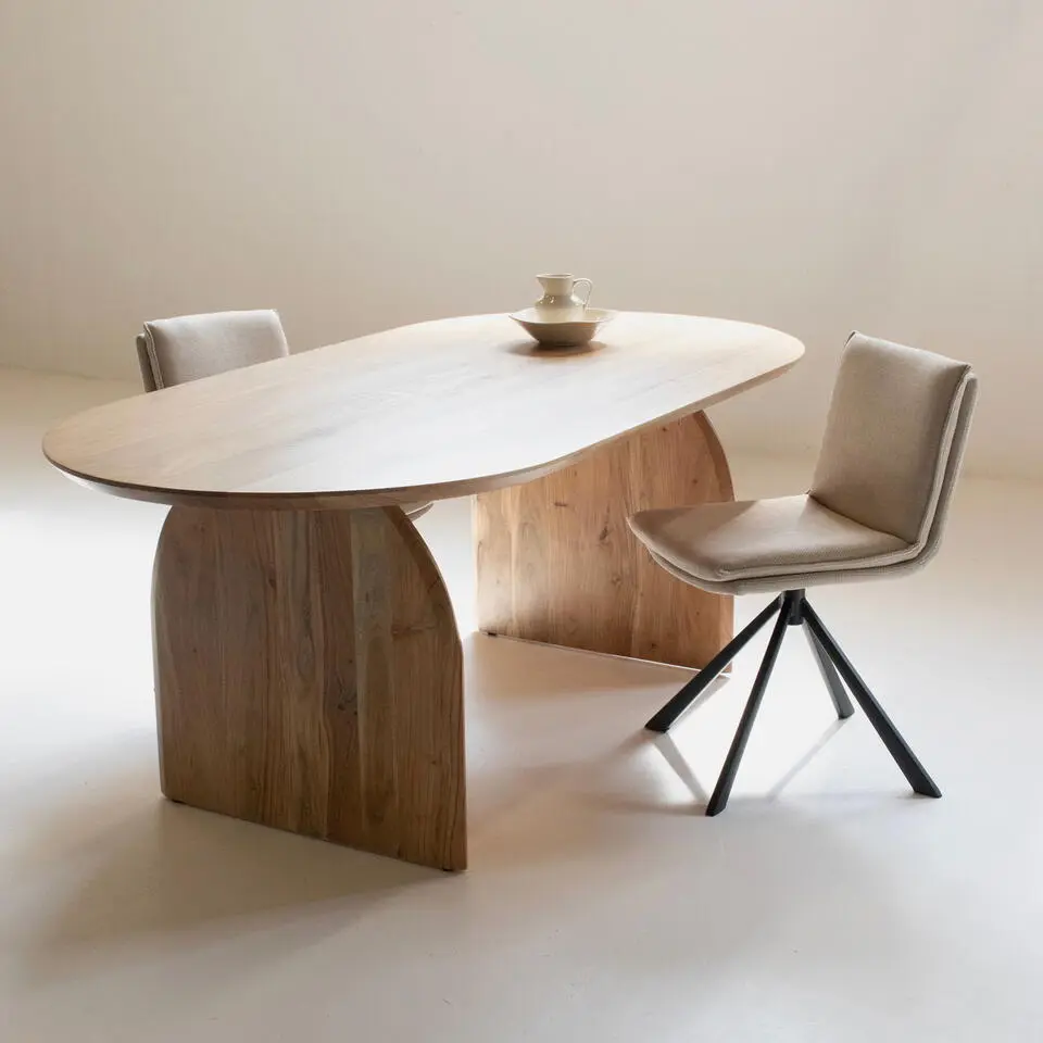 Eettafel Ovaal 200cm - Naturel - Mangohout - Eettafel Daan