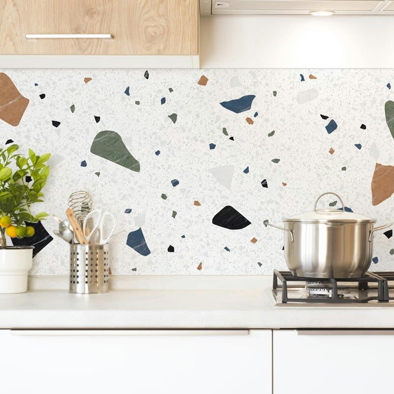 TERRAZZO STRACCIATELLA - Crédence cuisine Lot de 2 crédences ALU L120xH50cm Multicolore Pierre