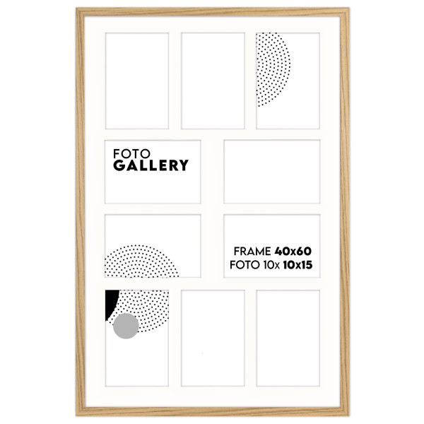 Ramka na zdjęcia 10 zdjęć 10x15 rama kolor dębowy fotogaleria 40x60 FRAMAI®
