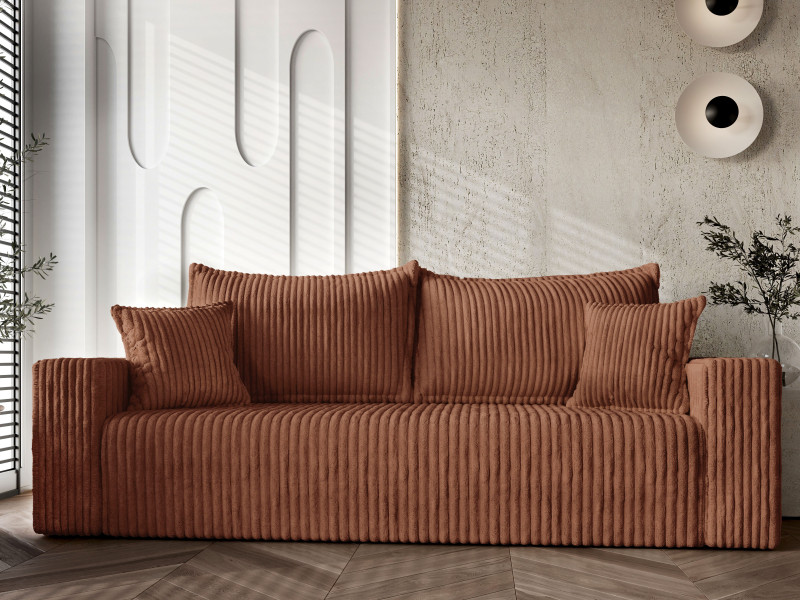 Sofa SOFIA miedziany funkcja spania sztruks