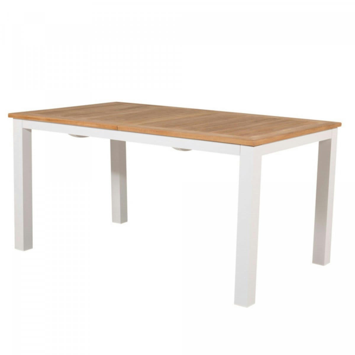 SABOL - Table de jardin 152x92cm en bois et aluminium blanc