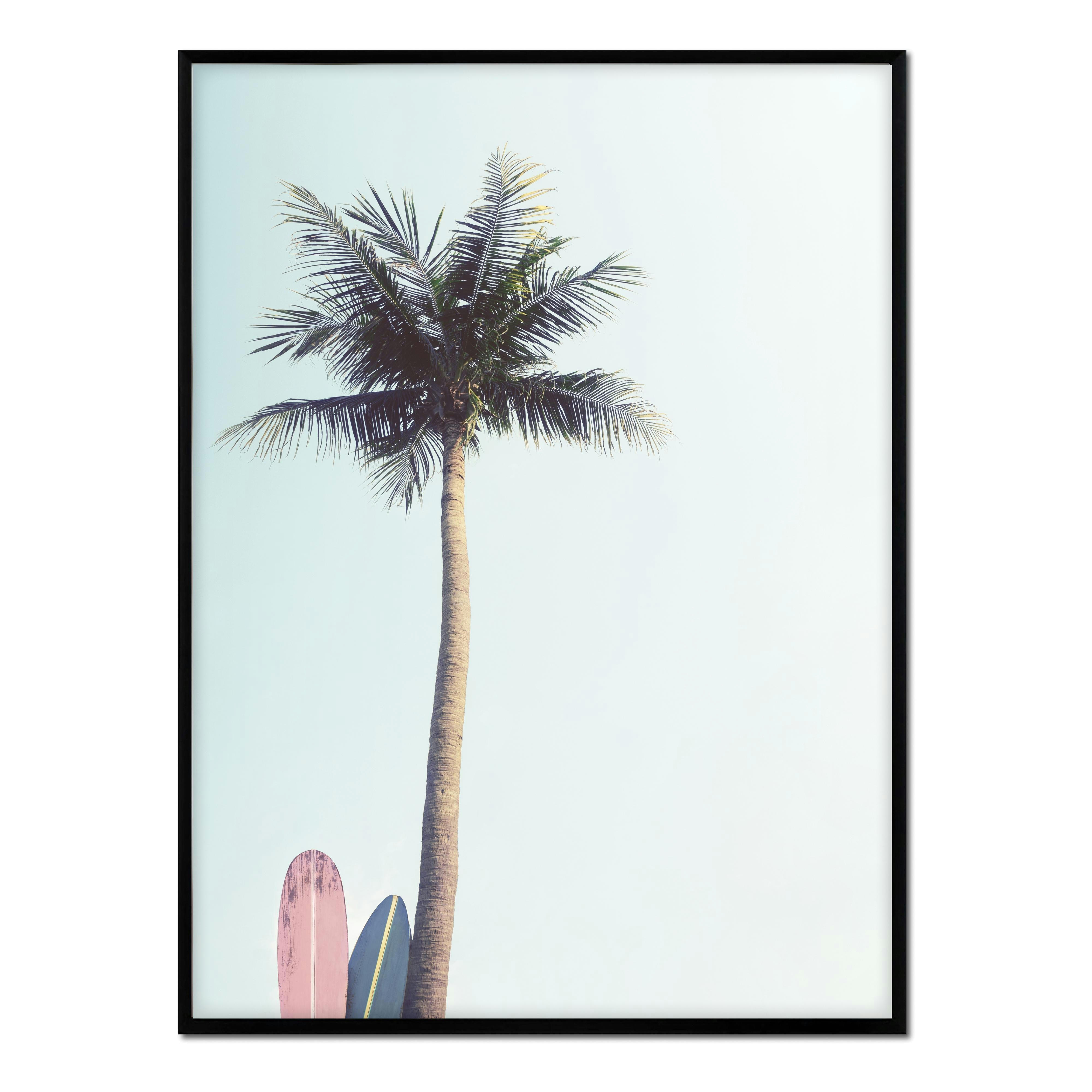 PLAYA - Affiche avec cadre noir - Planches de surf - 50x70