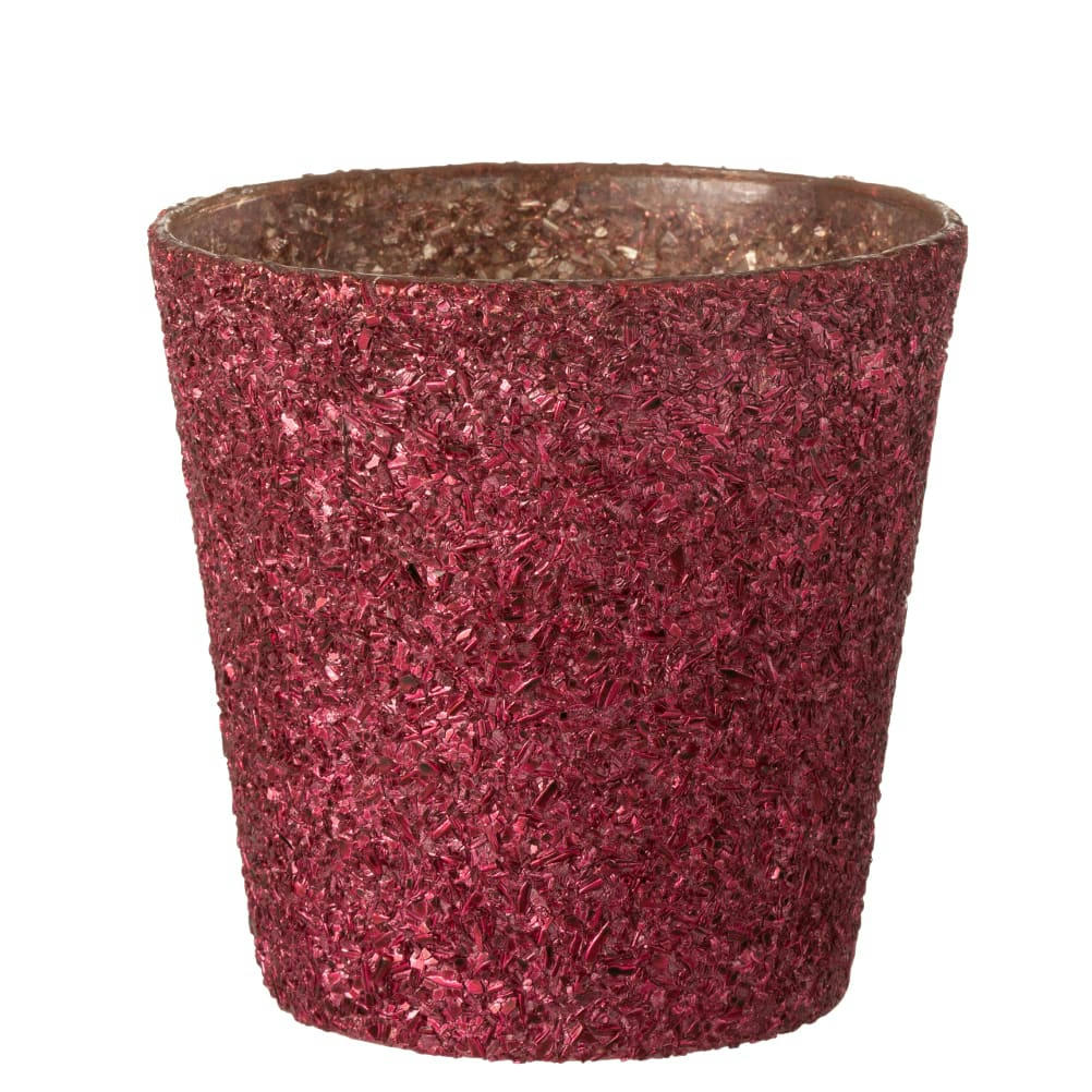 - Pot pour fleur en verre rose pailleté