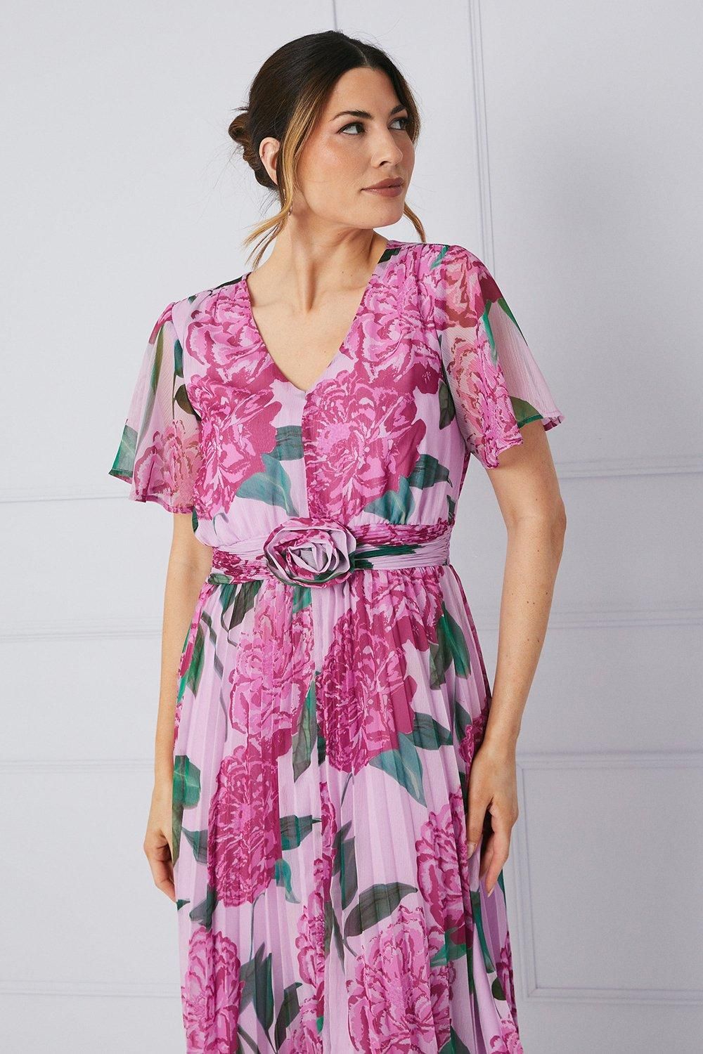 Wallis Floral Corsage Waistband Midi Dress