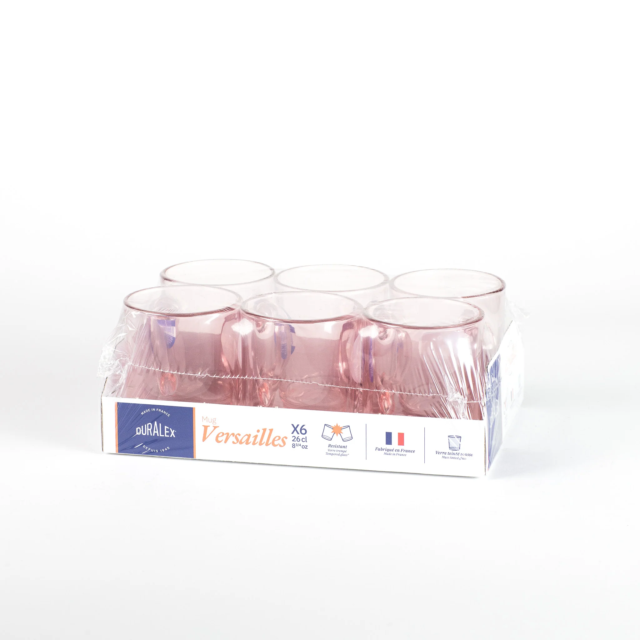 Versailles - Mug en verre Rose 26 cl (Lot de 6)