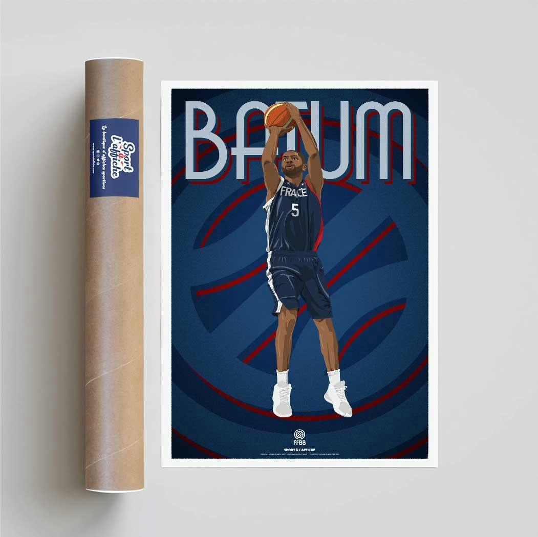 BASKETBALL - Affiche Basket - Team France Basket - Nicolas Batum 40x60 cm
