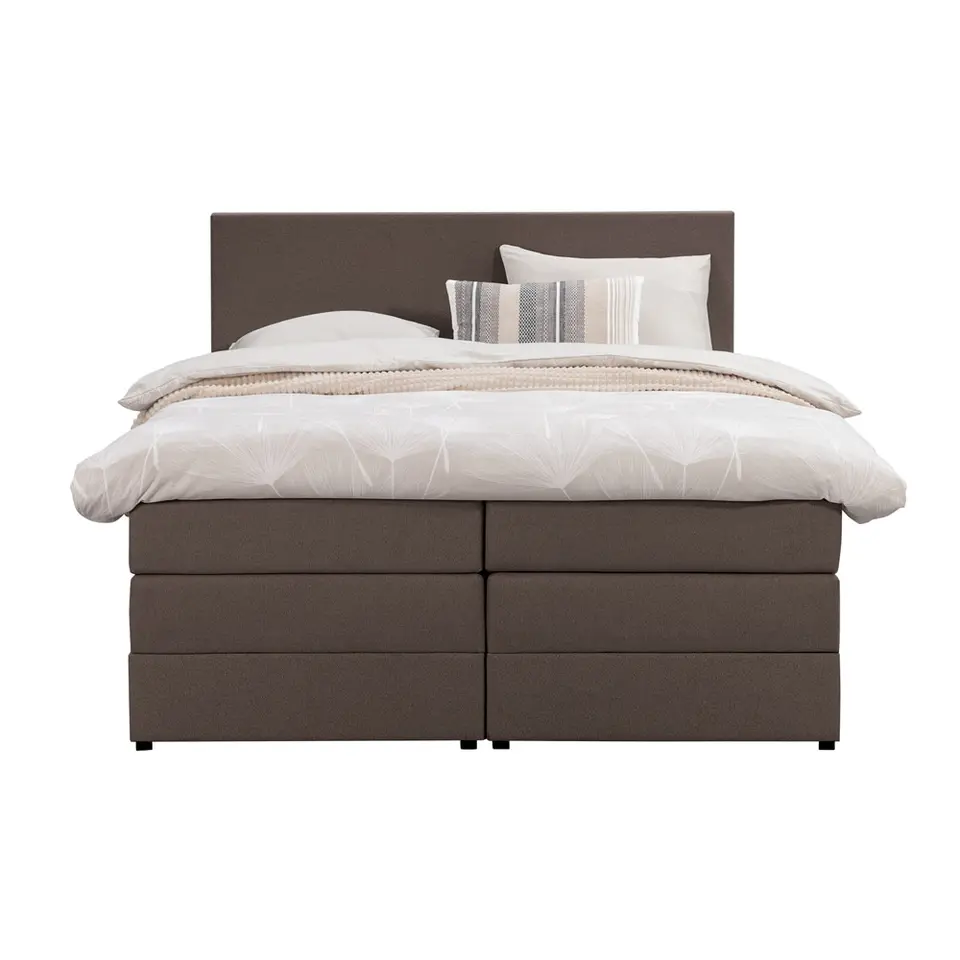 Boxspring met opbergruimte Liv egaal - donkerbruin - 180x200 cm