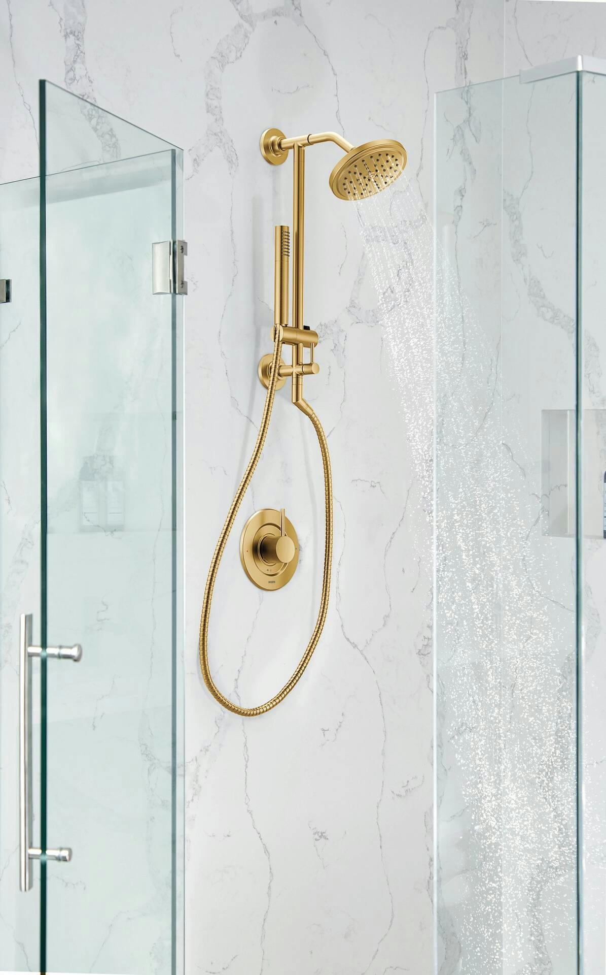 Moen Align Posi-Temp Pressure Balancing Modern Tub & Shower Valve Trim Kit, Valve Required, Brushed Gold