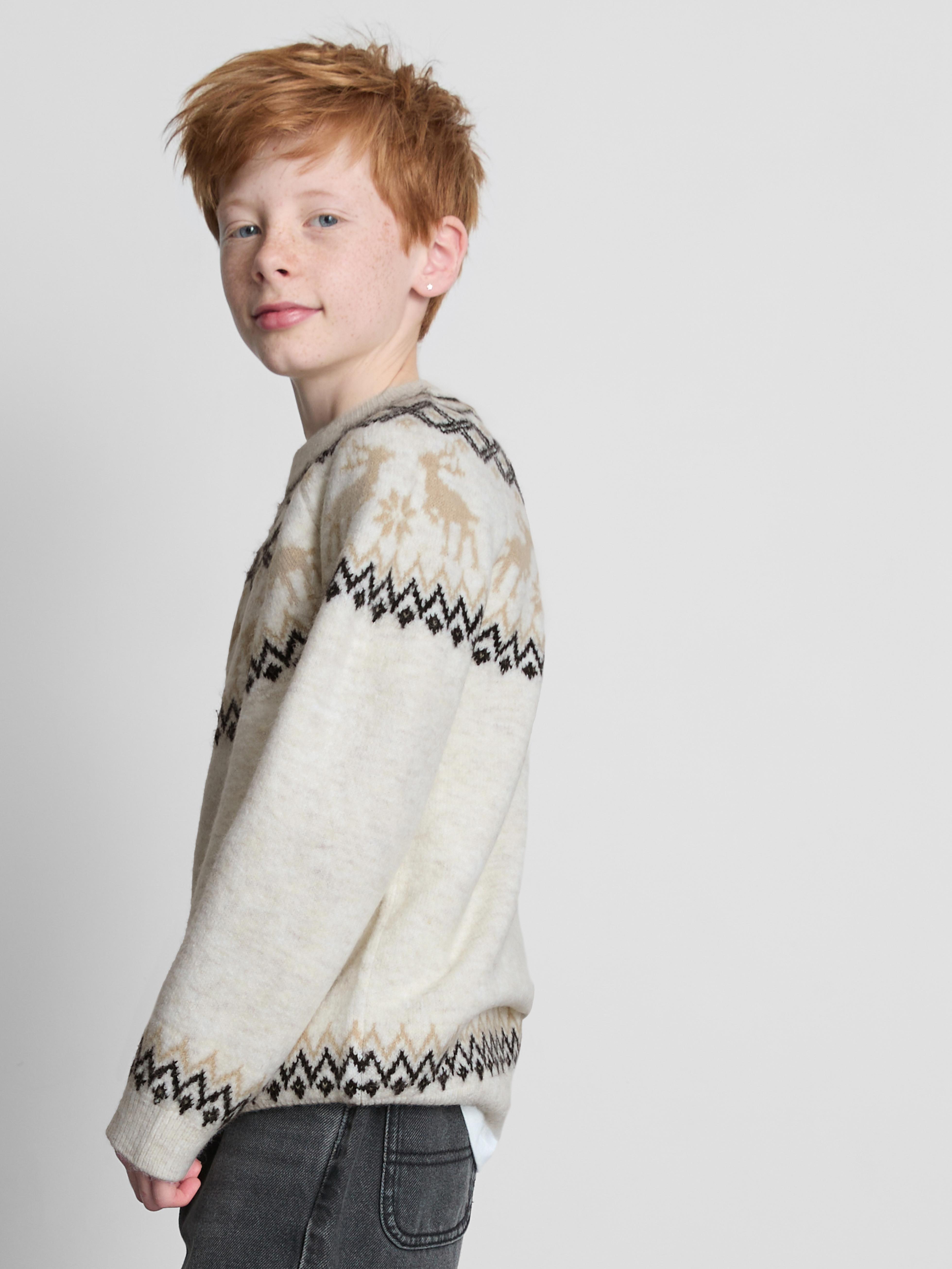 7-15yrs | Kid's Reindeer Fair Isle Family Christmas Sweater