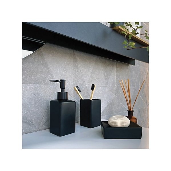 Distributeur de savon Céramique QUADROMATT Noir mat Spirella