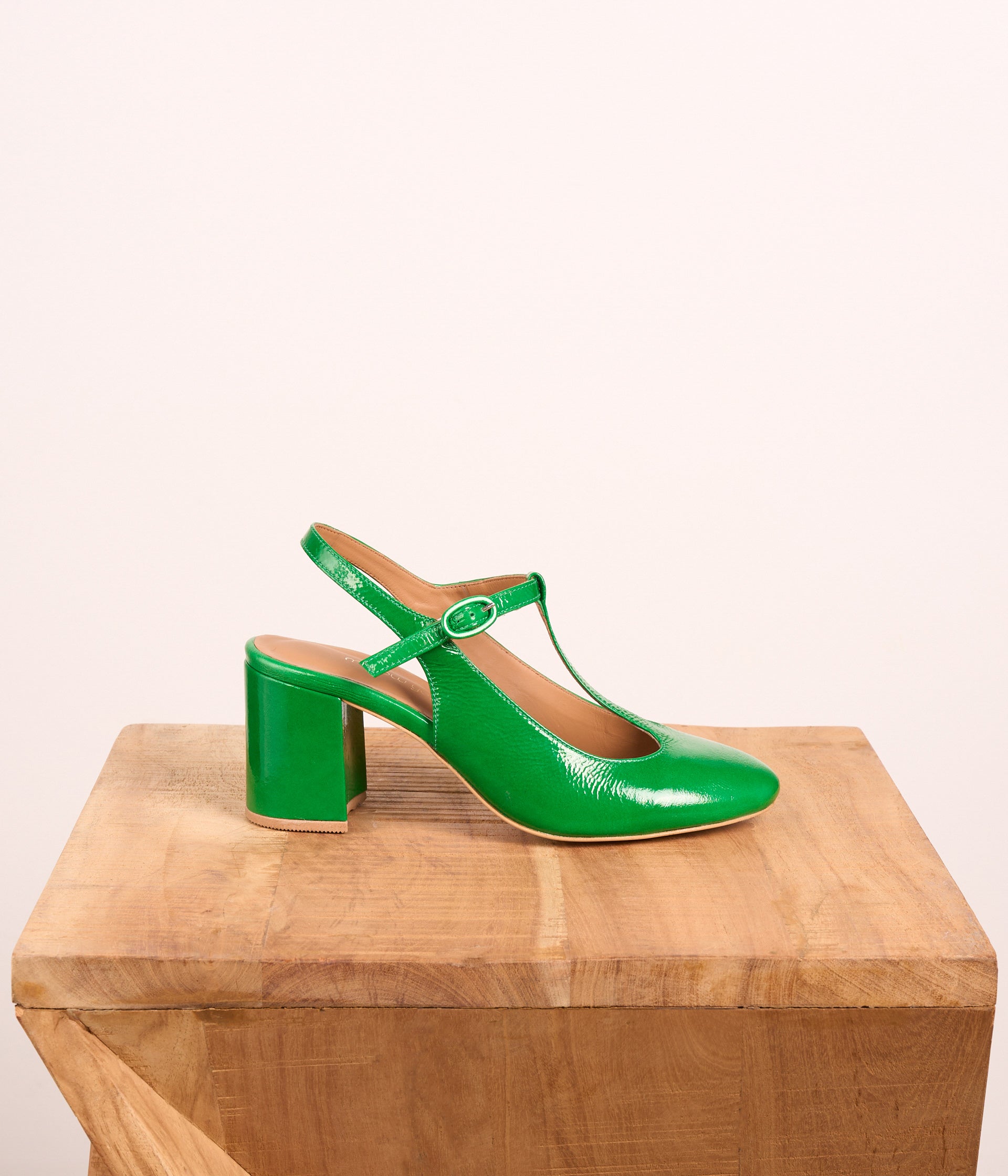 Slingbacks vernies vertes Cyrène