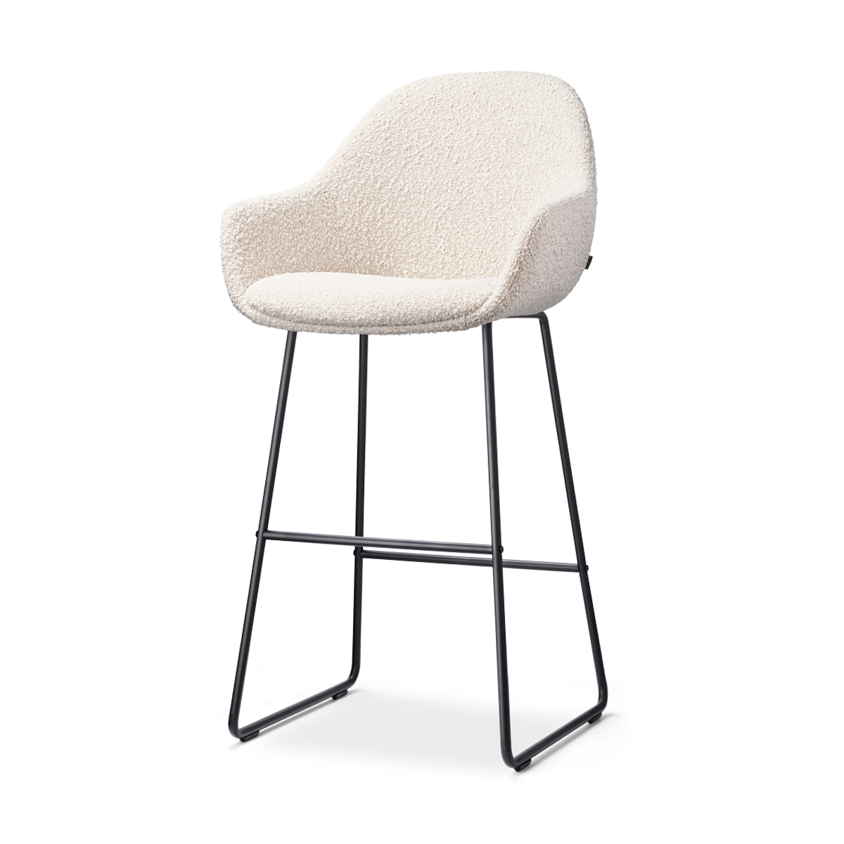 Nolon Nino-Mae Barkruk Bouclé Beige - met Armleuning - Zwart - 75 cm