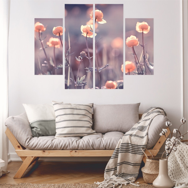 Obraz 4-Częściowy Polne ROŚLINY Natura 3D 80x60cm