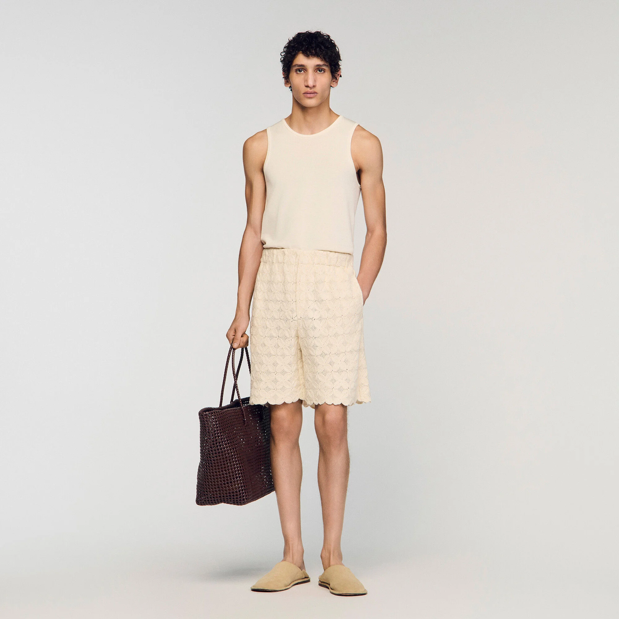 Short en coton broderie anglaise