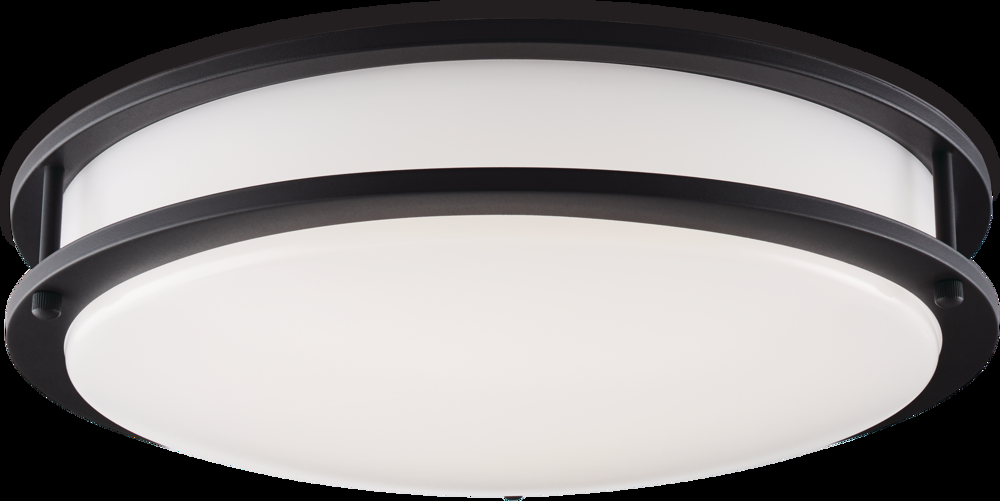 NOMA Double Ring LED Flush Mount Ceiling Light Fixture, Matte Black, 15-in