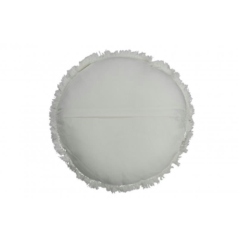 VELOURS - Coussin rond velours coton et lin blanc D50cm