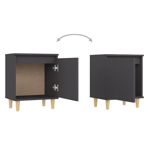 NNEVL Bed Cabinets with Solid Wood Legs 2 pcs Grey 40x30x50 cm